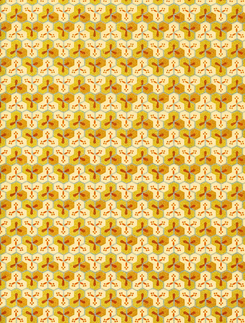 Chiyogami / Bienenwabenmuster-gold-kupfer-silber