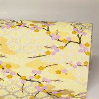 Chiyogami / Floral - Pastelgelb, silber, ivory