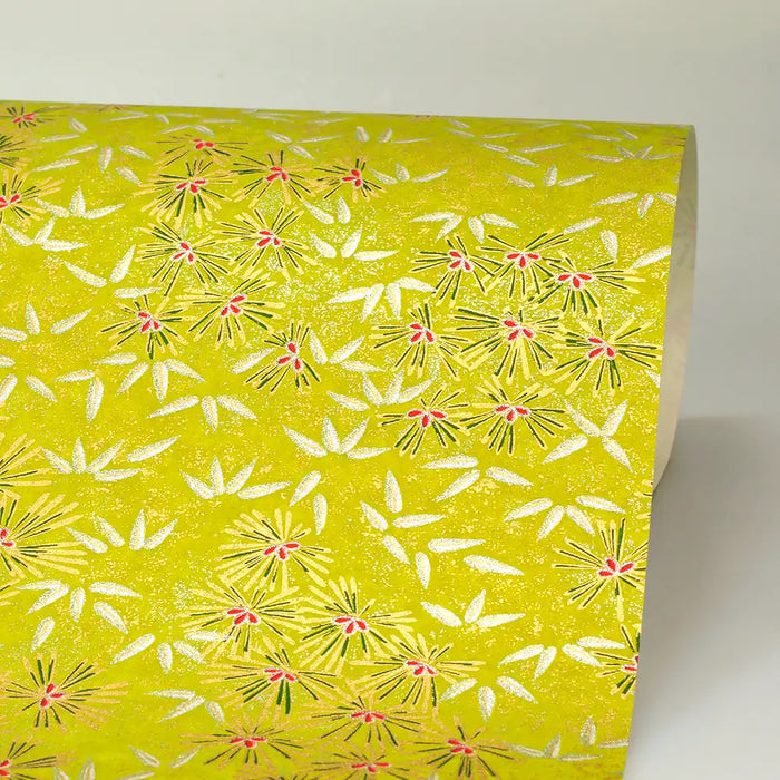 Chiyogami / Botanisch - grün-silber-gold