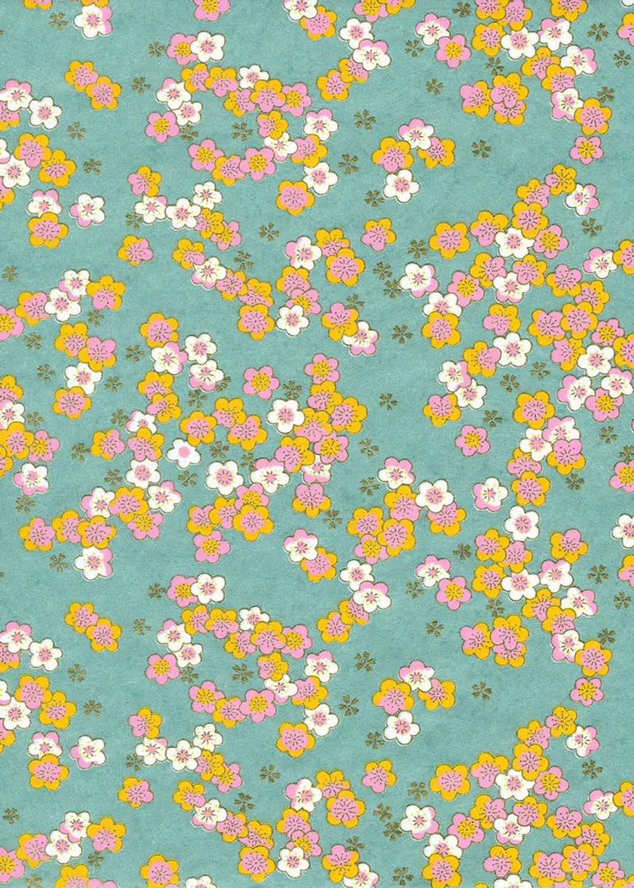Chiyogami / Floral - Tuerkis / multicolour