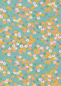 Chiyogami / Floral - Tuerkis / multicolour