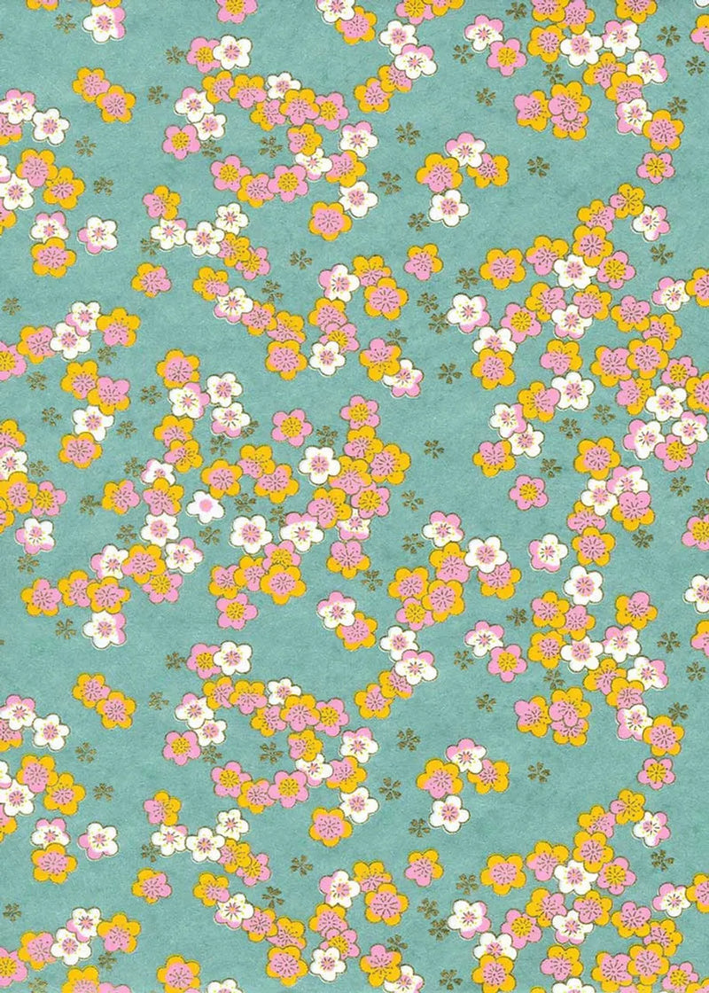Chiyogami / Floral - Tuerkis / multicolour
