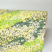 Chiyogami / Floral, Traditional, Botanical - Wiese / gruen-gelb