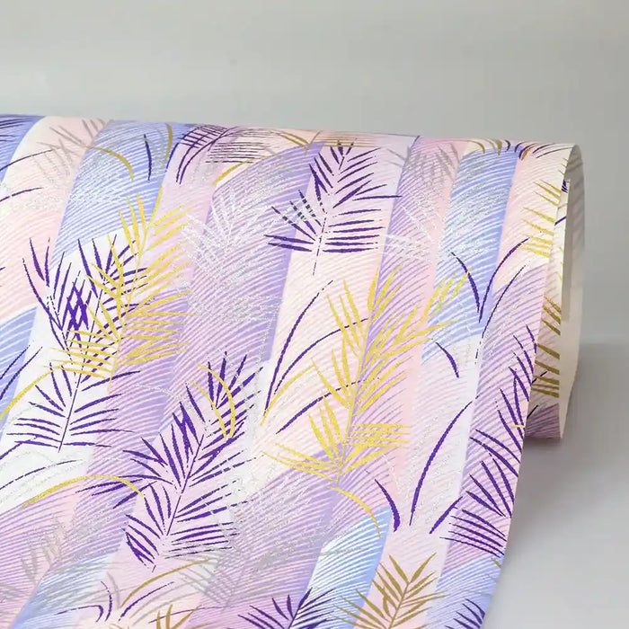 Chiyogami / Botanical - Palmenzweige auf Purple