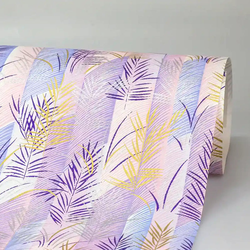 Chiyogami / Botanical - Palmenzweige auf Purple