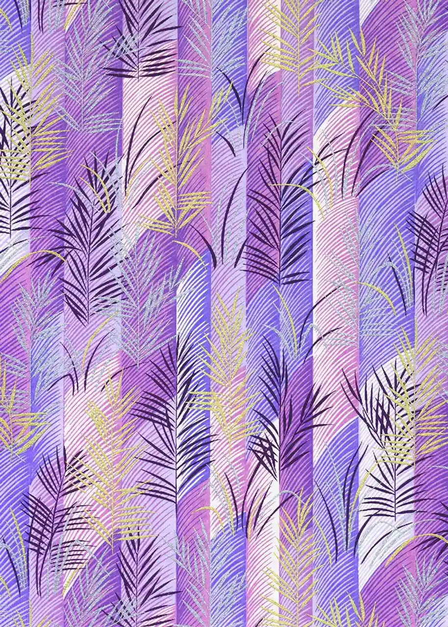 Chiyogami / Botanical - Palmenzweige auf Purple