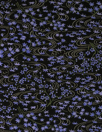 Chiyogami / Botanical - Flusslandschaft Flieder auf schwarz