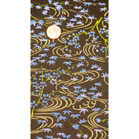 Chiyogami / Botanical - Flusslandschaft Flieder auf schwarz