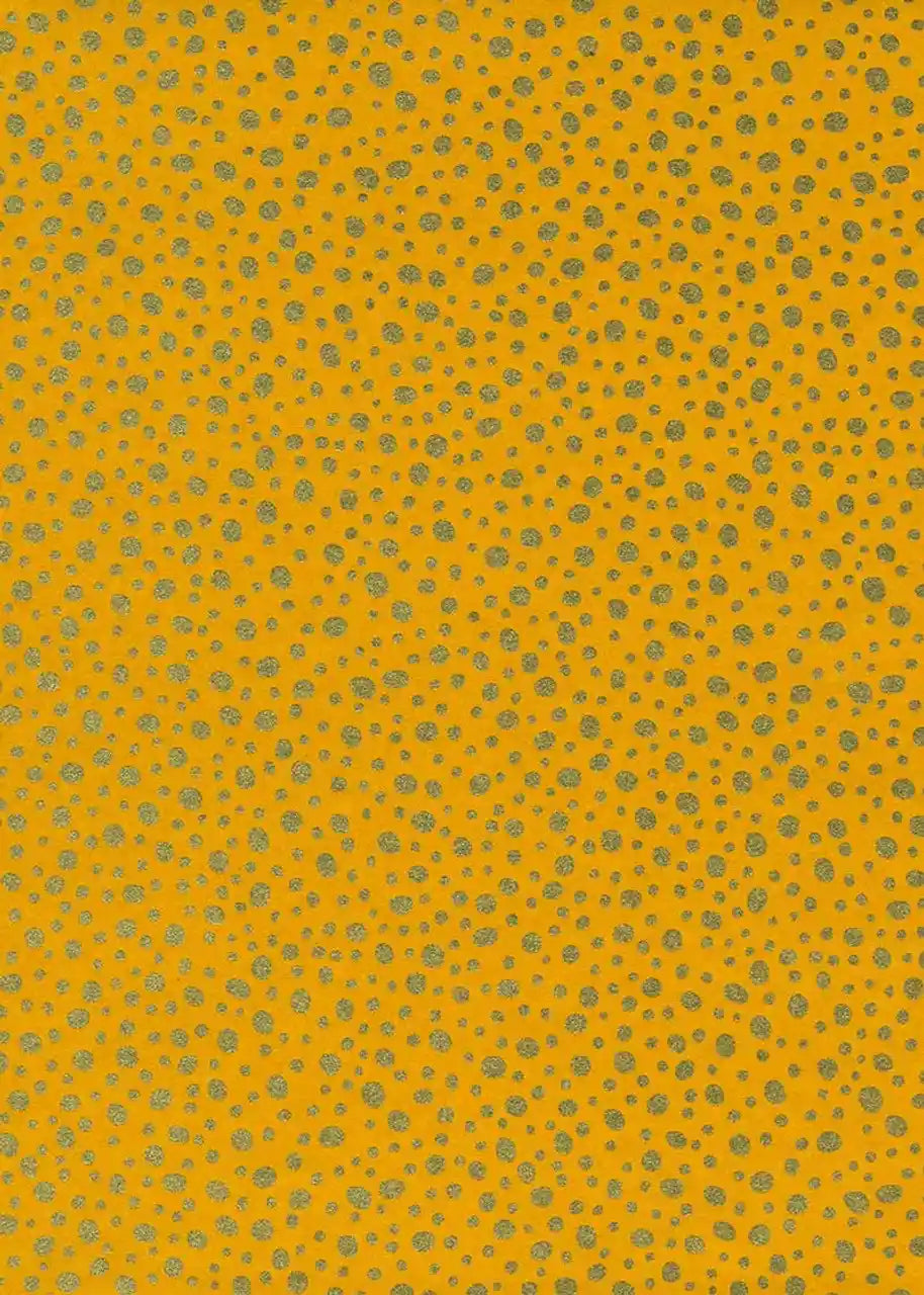 Chiyogami / geometrisch - golden Dots auf gelb