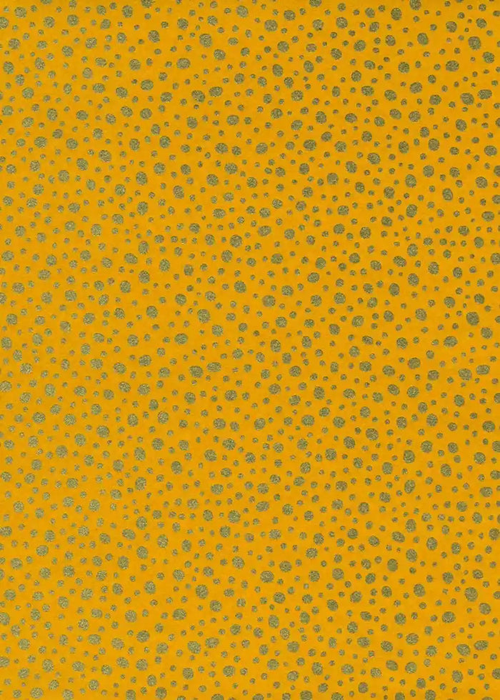 Chiyogami / geometrisch - golden Dots auf gelb