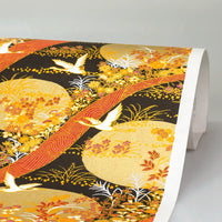 Chiyogami / Animals - Kraniche weiß - gold_orange_schwarz