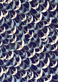 Chiyogami / Animals - Kraniche weiß - pastelblau - auf blau