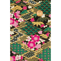 Chiyogami / Floral,geometrisch - Rauten mit Pattern gefüllt - grün