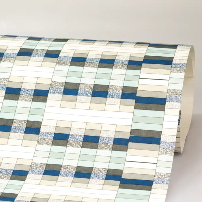 Chiyogami / geometrisch - Muster mit Rechtecken in blau und grau