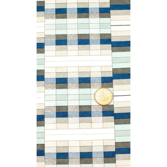 Chiyogami / geometrisch - Muster mit Rechtecken in blau und grau