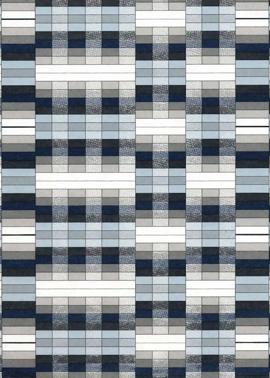 Chiyogami / geometrisch - Muster mit Rechtecken in blau und grau