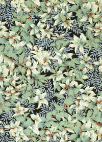 Chiyogami / Botanical - Busch - gruen silber auf schwarz