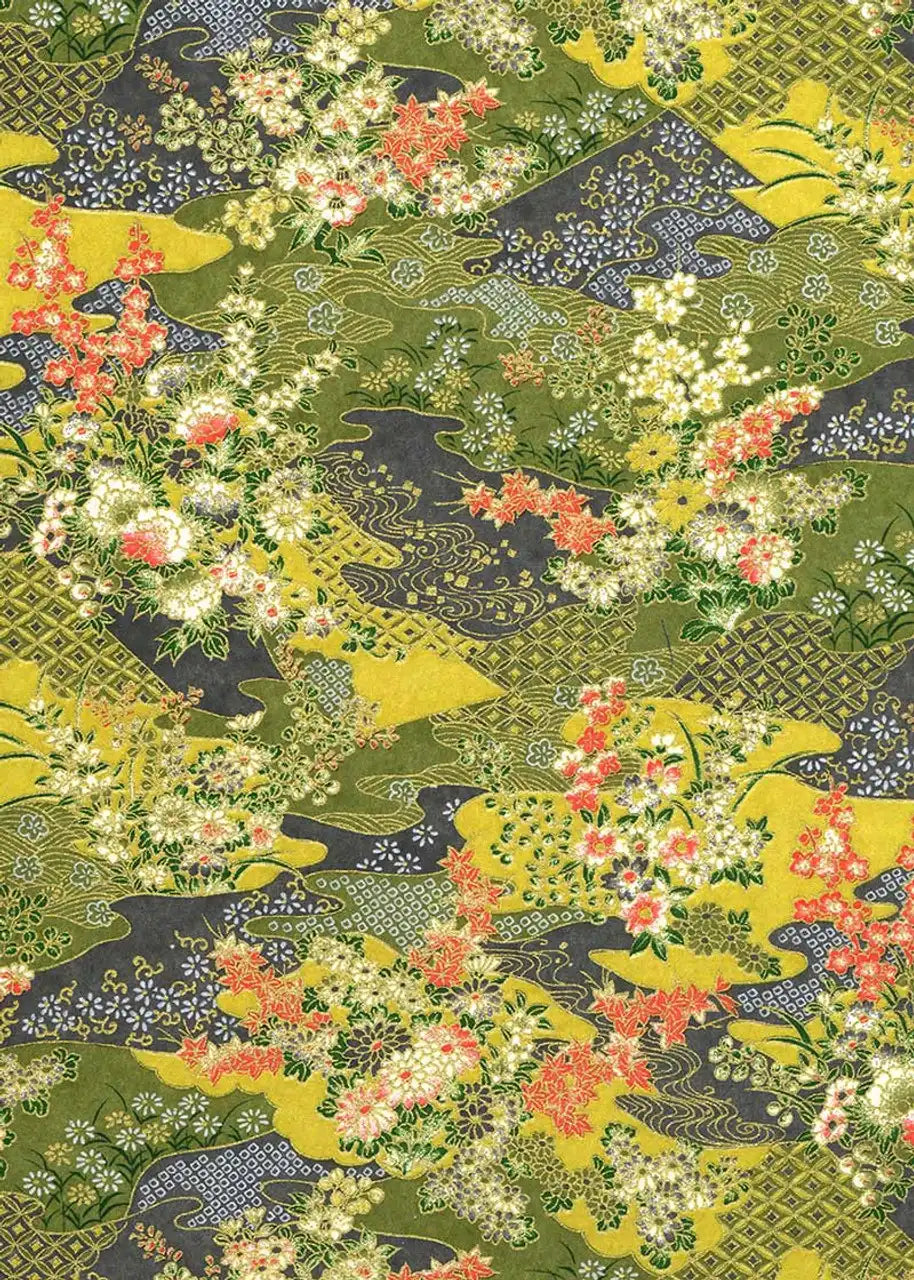 Chiyogami / Botanical, Floral - Landschaft gruen