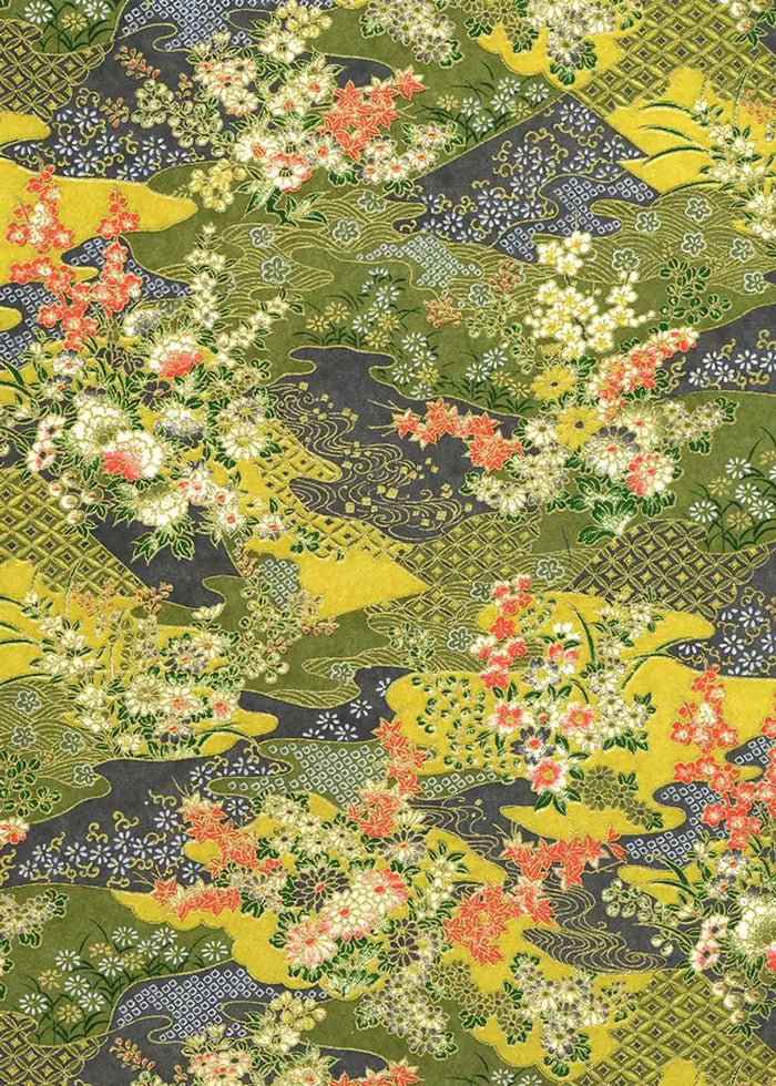 Chiyogami / Botanical, Floral - Landschaft gruen
