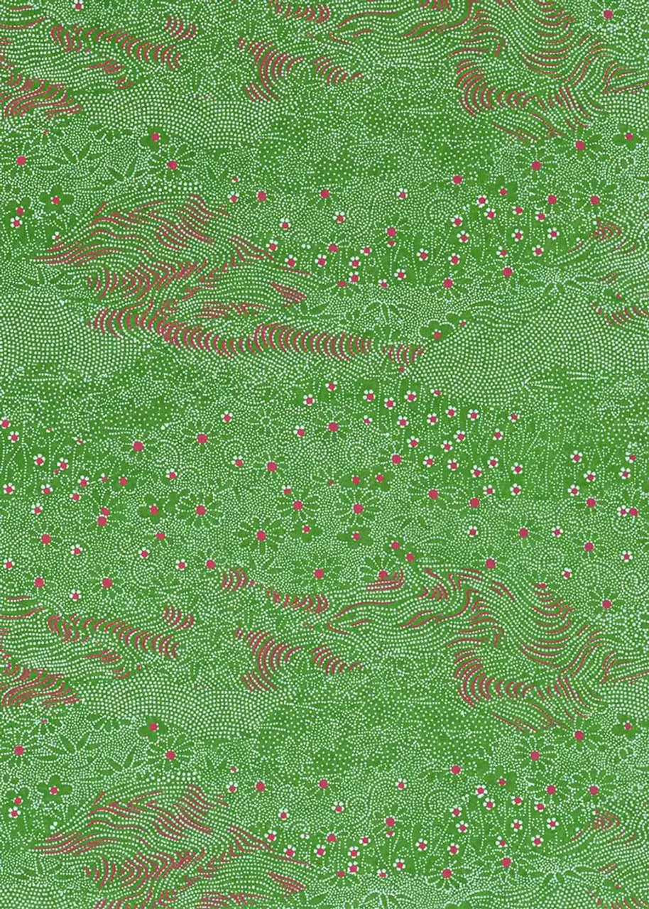 Chiyogami / Floral - Wiese - weiße blümchen und rosa auf gruen