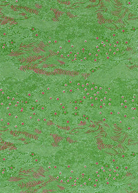 Chiyogami / Floral - Wiese - weiße blümchen und rosa auf gruen