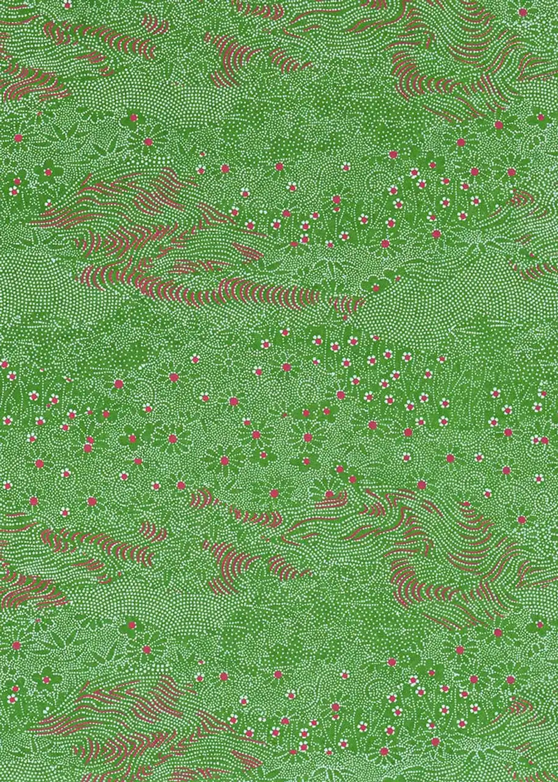 Chiyogami / Floral - Wiese - weiße blümchen und rosa auf gruen