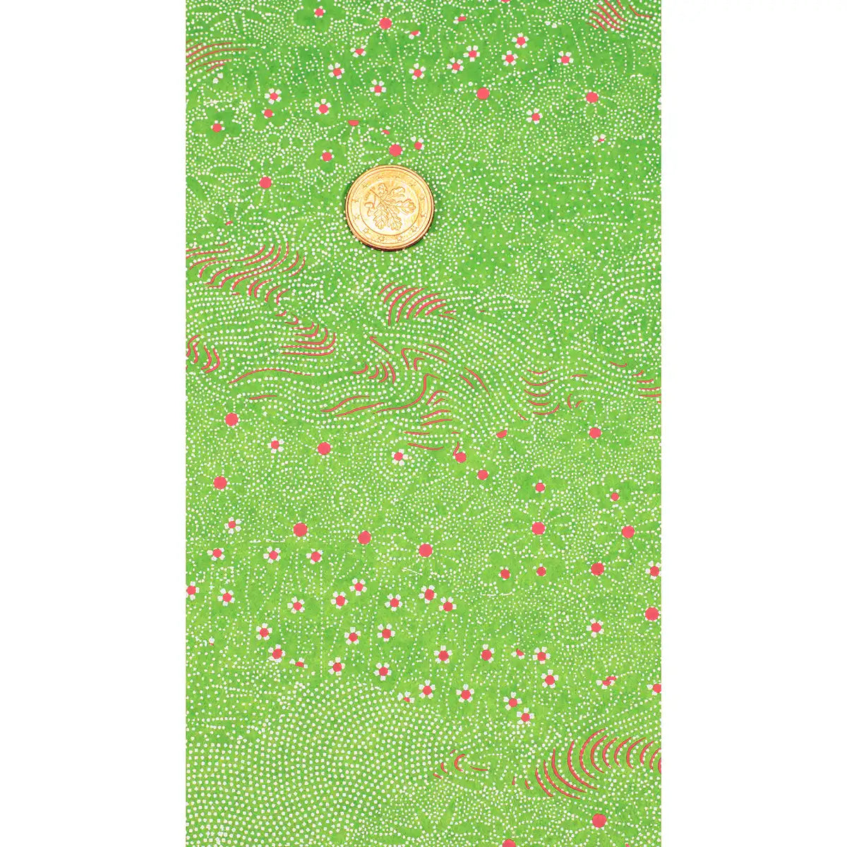 Chiyogami / Floral - Wiese - weiße blümchen und rosa auf gruen