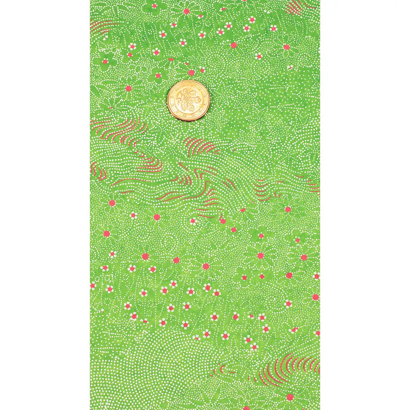 Chiyogami / Floral - Wiese - weiße blümchen und rosa auf gruen