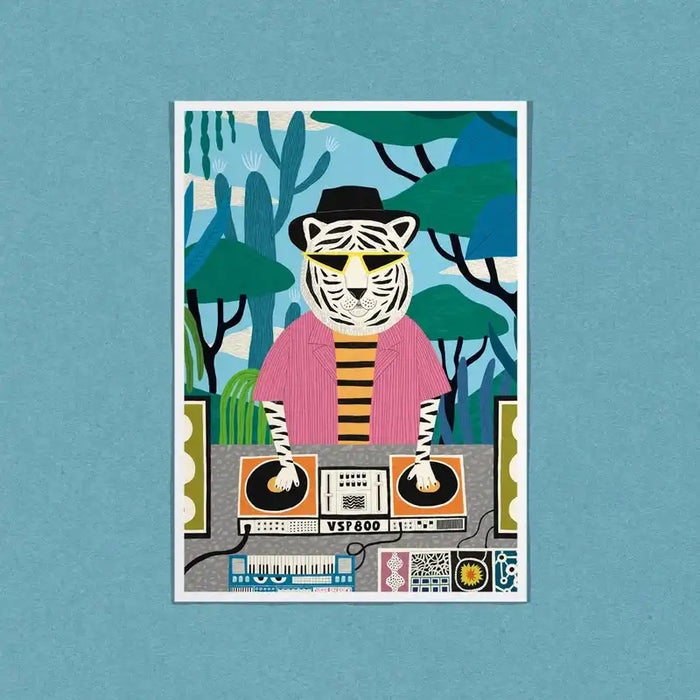 Postkarte / Dj Tiger / kleiner Kunstdruck