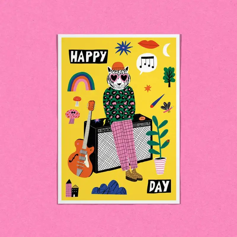 Postkarte / Happy Day / kleiner Kunstdruck