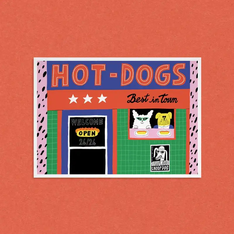 Postkarte / Hotdogs / kleiner Kunstdruck