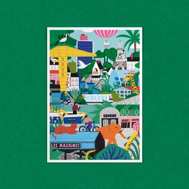 Postkarte / Stadt Nantes / kleiner Kunstdruck