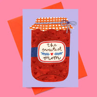 Daria-Solak-A6-Klappkarte-mit-Umschlag-Marmeldaenglass mit Text-the sweetest-mom-auf rosa hintergrund