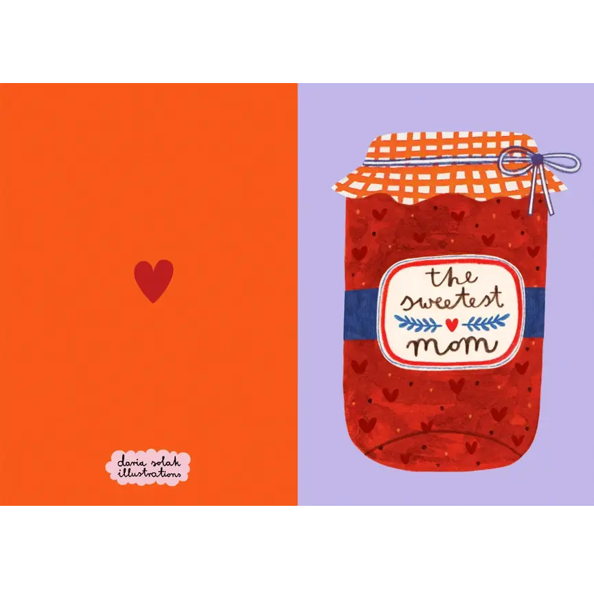 Daria-Solak-A6-Klappkarteaufgeklappt-Marmeldaenglass mit Text-the sweetest-mom-1