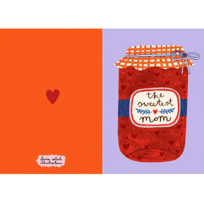 Daria-Solak-A6-Klappkarteaufgeklappt-Marmeldaenglass mit Text-the sweetest-mom-1