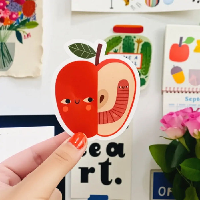 Sticker / Apfel und Wurm  / Aufkleber