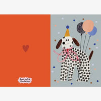 Daria-Solak-illustration-party-dog-Grusskarte-aufgeklappt