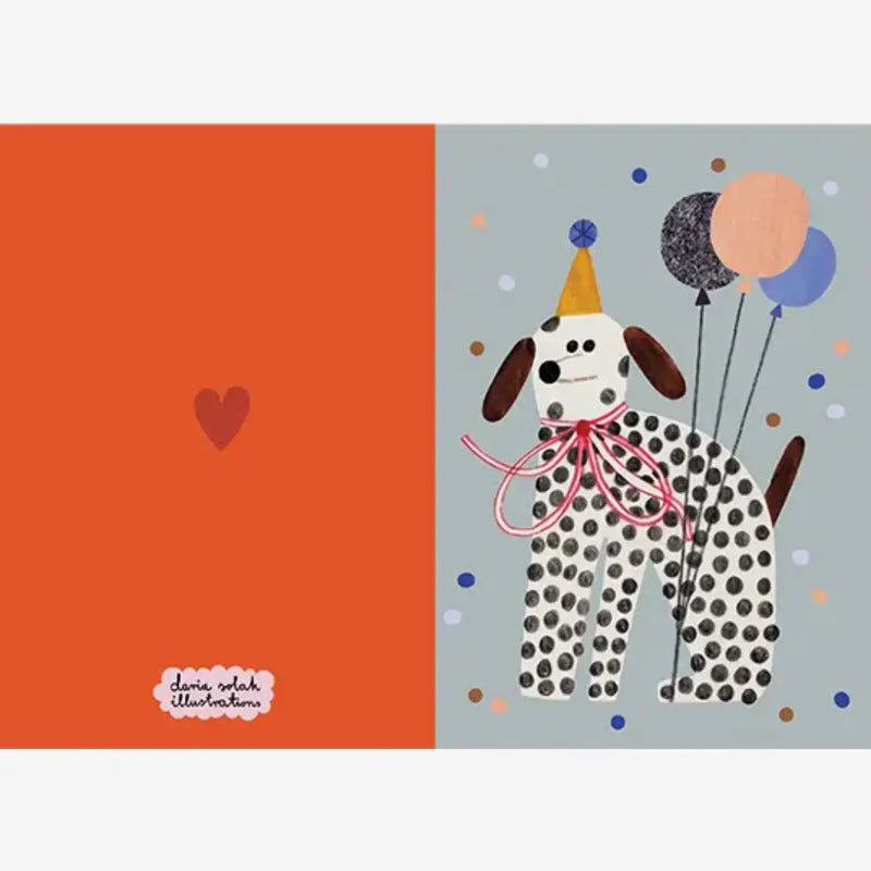 Daria-Solak-illustration-party-dog-Grusskarte-aufgeklappt