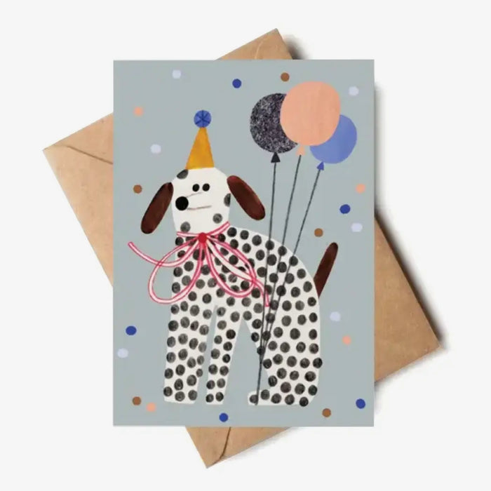 Daria-Solak-illustration-party-dog-Grusskarte-mit-umschlag