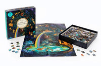 Die-Welt-der-nordischen-Mythologie-1000-teilige-puzzle-box-offen-mit-Inhalt-Puzzlenteilen-und-Poster