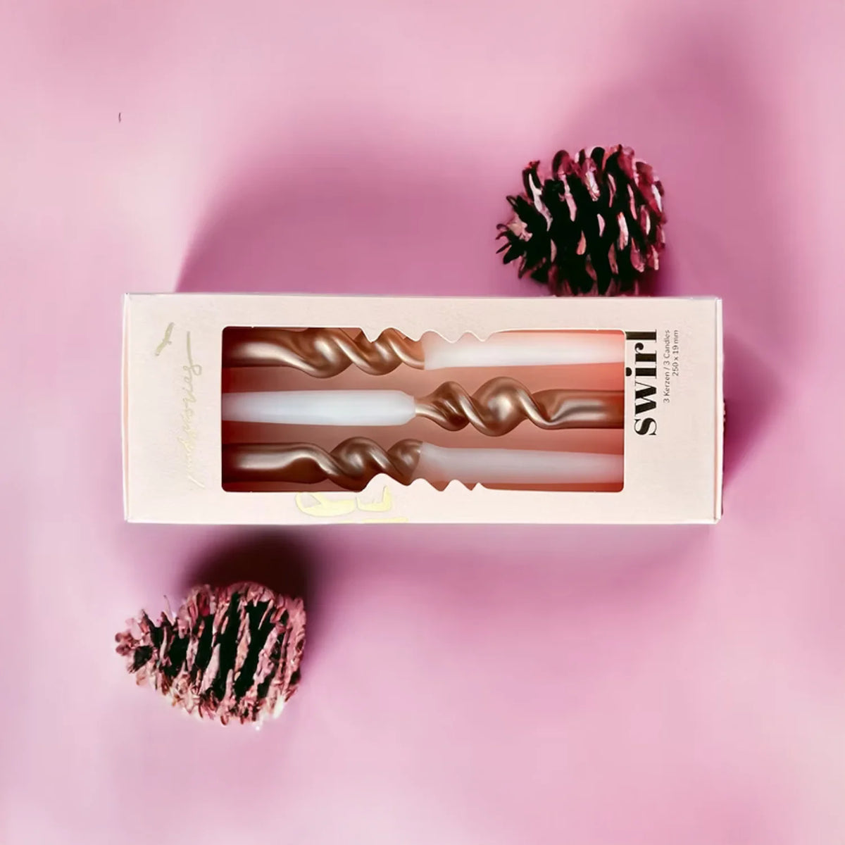 Dip-Dye-Swirl-Ballett-Slippers-3-er-Set-Kerzen-250mm-x-19mm-Verpackung-und-Kerzen-2