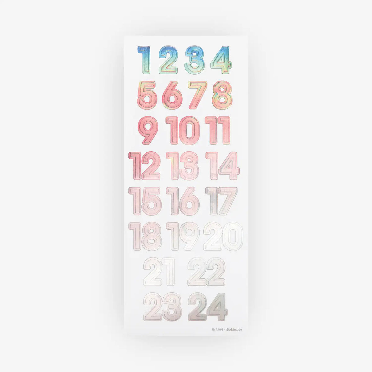 Folia-Adventskalendersticker-NUMBERS-IRIDESCENT-1Blatt