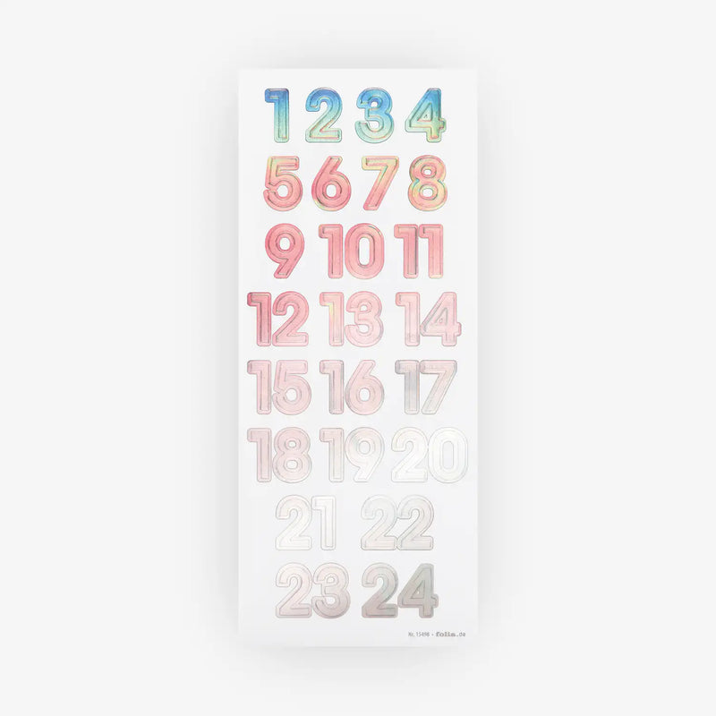 Folia-Adventskalendersticker-NUMBERS-IRIDESCENT-1Blatt
