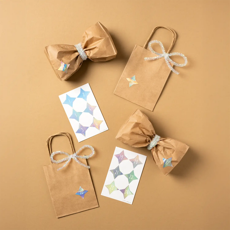 Folia-Adventskalendersticke-irisierend-MIX-4Blatt-Beispielansicht