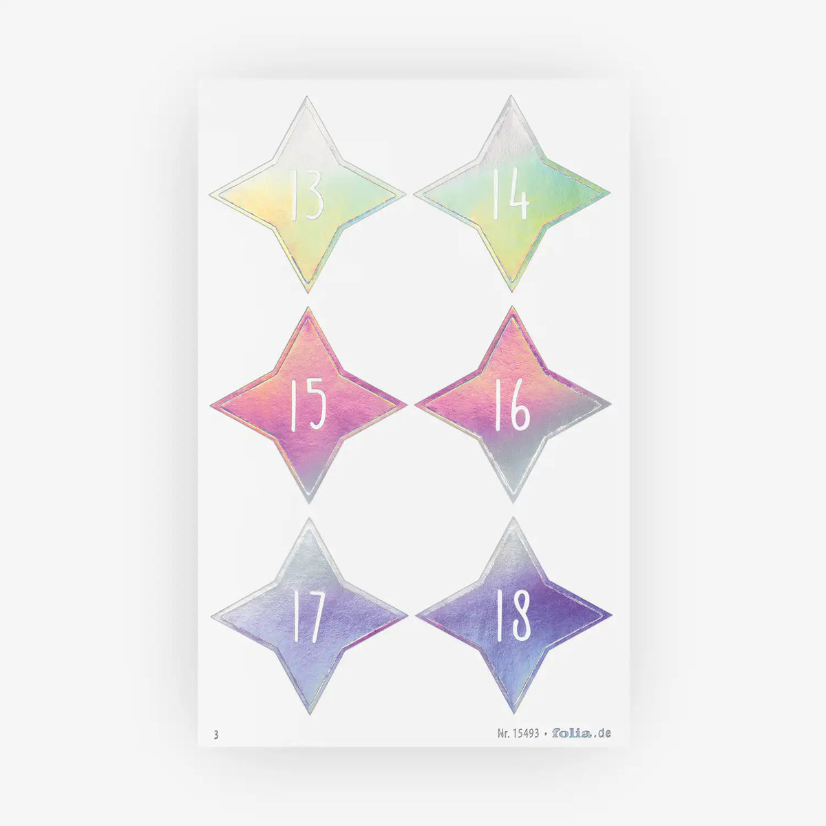 Folia-Adventskalendersticke-irisierend-MIX-4Blatt-Blatt-mit-ziffern-3