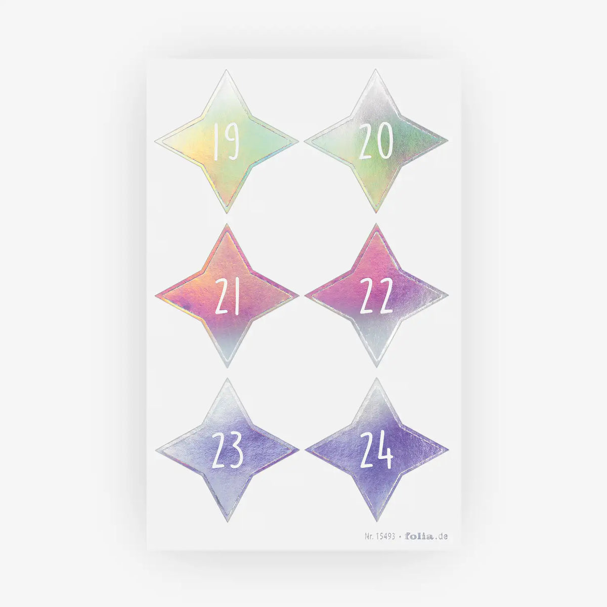 Folia-Adventskalendersticke-irisierend-MIX-4Blatt-Blatt-mit-ziffern-4