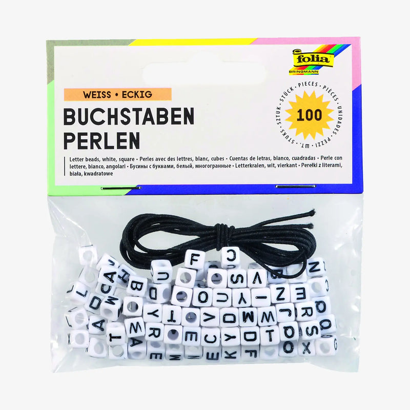Perlen / BUCHSTABEN / eckig / weiß