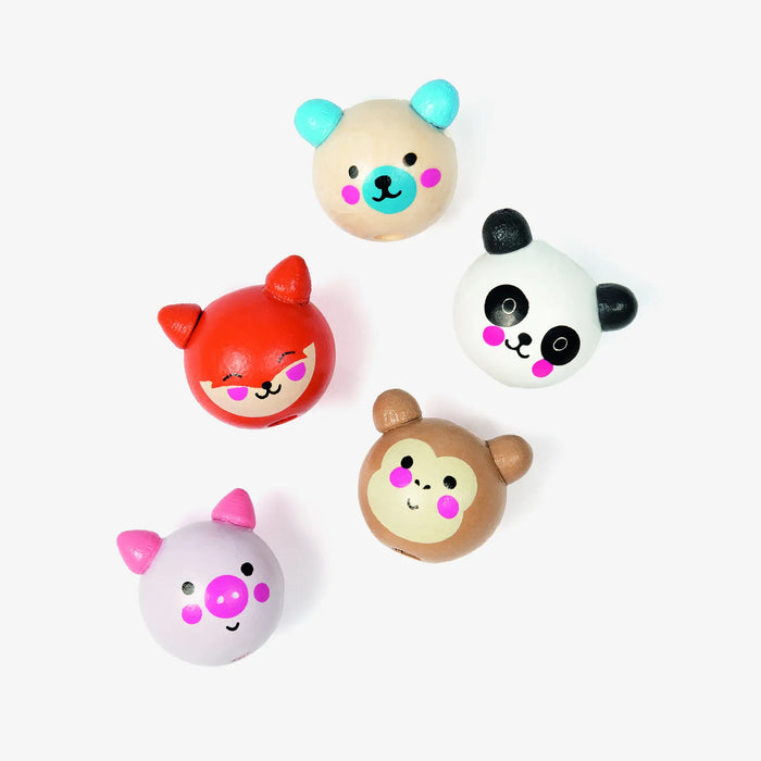 Perlen / Holzperlen / CUTE ANIMALS / 10 Stk. / In 5 Motiven sortiert
