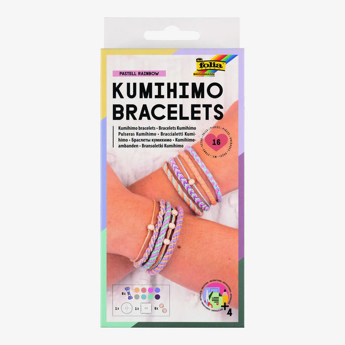 Perlen Set / Kumihimo Bracelets PASTELL RAINBOW / 16-teilig