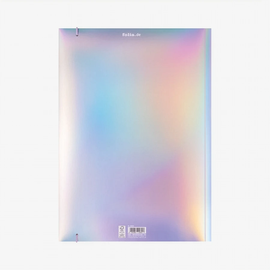 Folia-Sammelmappe-DIN-A3-mit-Gummiband-Iridescent-silver-Produktansicht-von-hinten